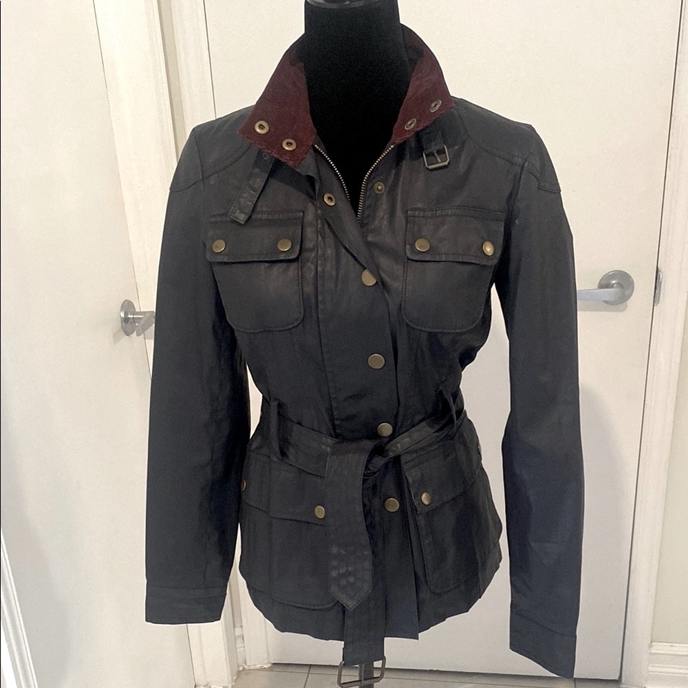 BELLA SWAN style belted black burgundy jacket by Banana Republic Size X-Small